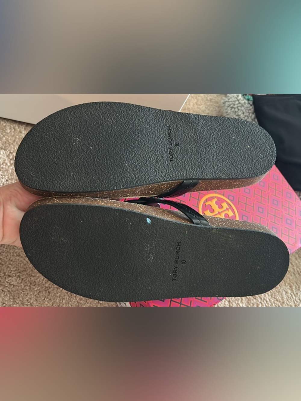 Tory Burch Black Sandals with Natural Cork Footbed - Picture 3 of 4